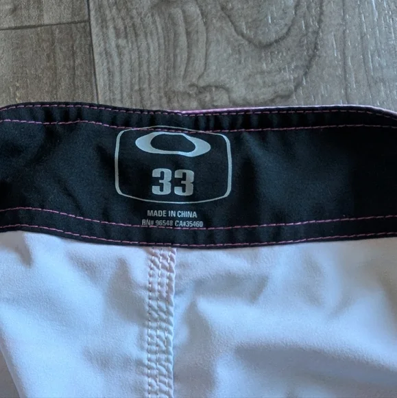 Oakley Pink and Blue Striped Board Shorts - Picture 3 of 3